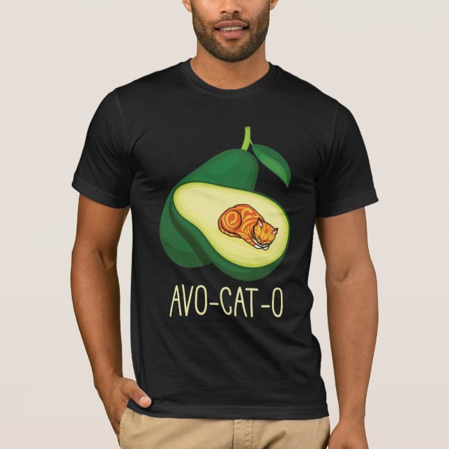 Camiseta Gato Dormindo, Avocado, Foguete Vegetal (Frente)