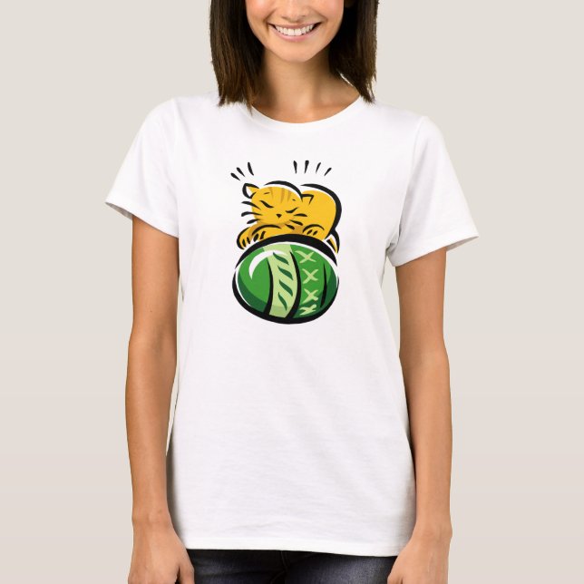 Camiseta Gato Dormindo com Ovo de Páscoa (Frente)