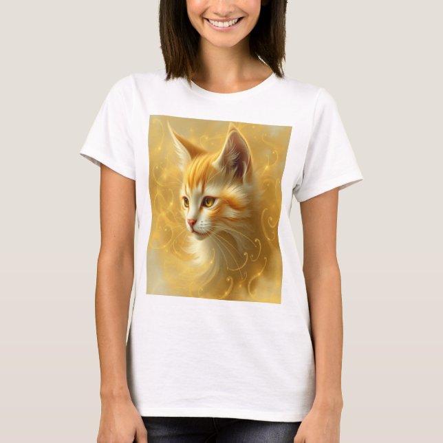 Camiseta gato dourado  (Frente)