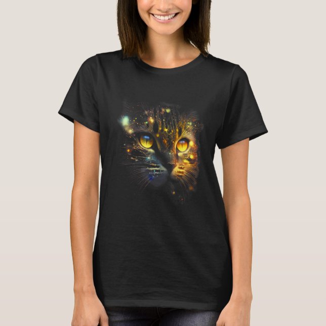 Camiseta Gato dourado com olhos amarelos (Frente)