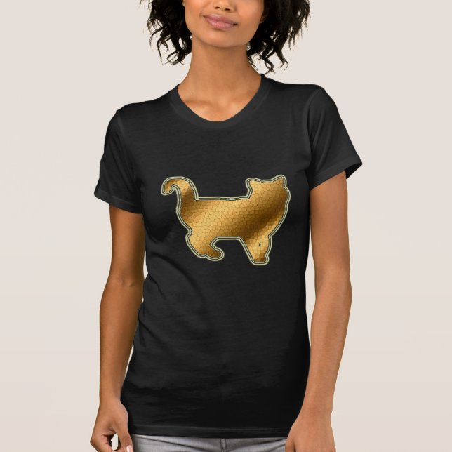 Camiseta Gato Dourado de Vidro Obtido (Frente)
