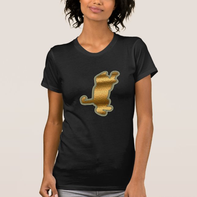 Camiseta Gato Dourado de Vidro Obtido (Frente)