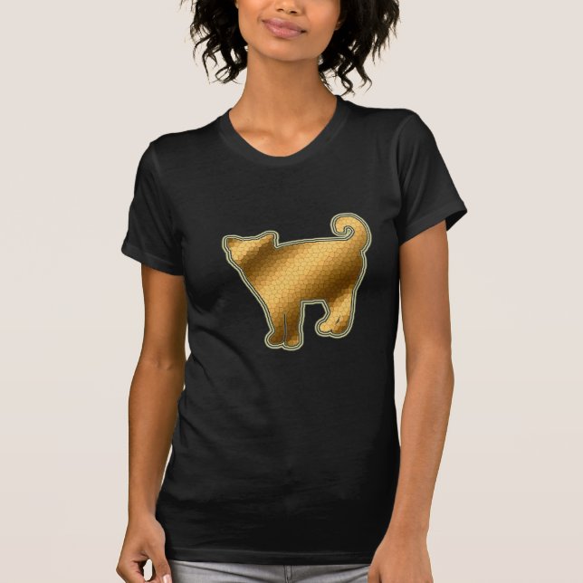 Camiseta Gato Dourado de Vidro Obtido (Frente)