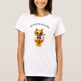 Camiseta Gato Dourado Fofo Moderno