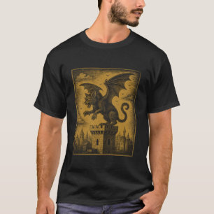 Camiseta Gato Dragão Castelo Vintage Gato Renascença Amor d