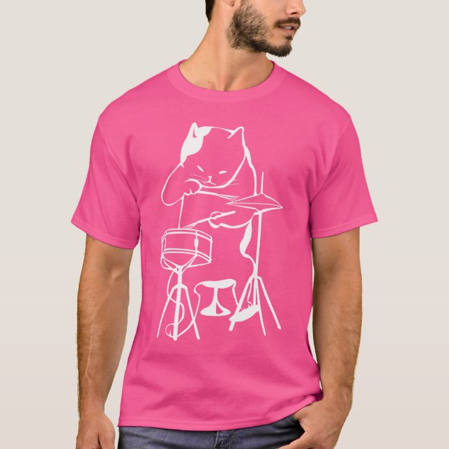 Camiseta Gato Drumming Shirt Jazz Cat Drummer (Frente)