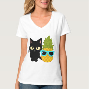 Camiseta gato e abacaxi são os melhores amigos