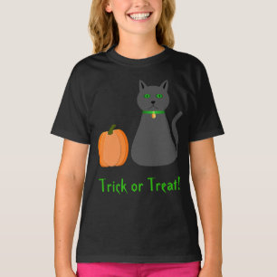 Camiseta Gato e Abóbora de Halloween Bonitos Personalizados