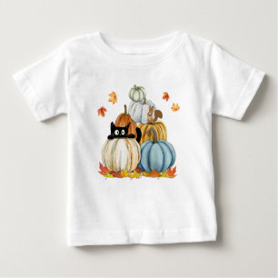 Camiseta Gato e Abóboras no Halloween e Ação de Graças