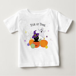Camiseta Gato e Abóboras Pretos do Halloween