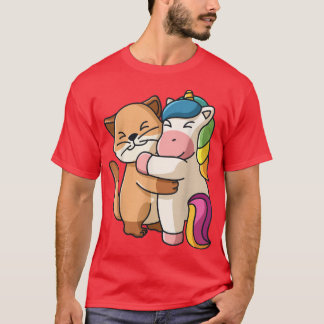 Camiseta Gato e Amante de os animais Kawaii Cute da Unicórn