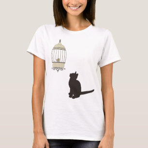 Camiseta Gato e Aves