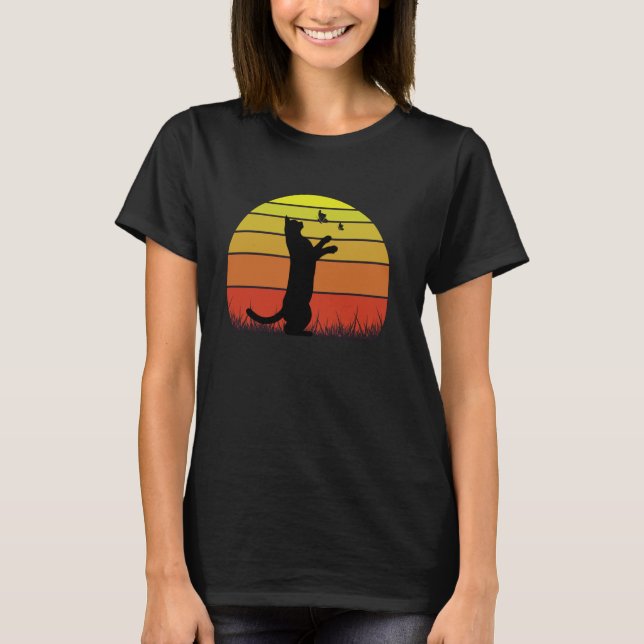 Camiseta Gato e Borboletas Retrô (Frente)