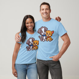 Camiseta Gato e Cachorro Gelados para amantes de os animais