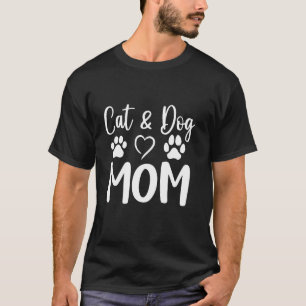 Camiseta Gato e Cachorro Mãe Pet Lover Para Mulheres Mamãe