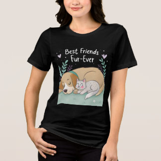 Camiseta Gato e cachorro melhores amigos para sempre
