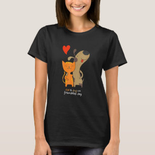 Camiseta Gato E Cachorro No Dia Da Amizade