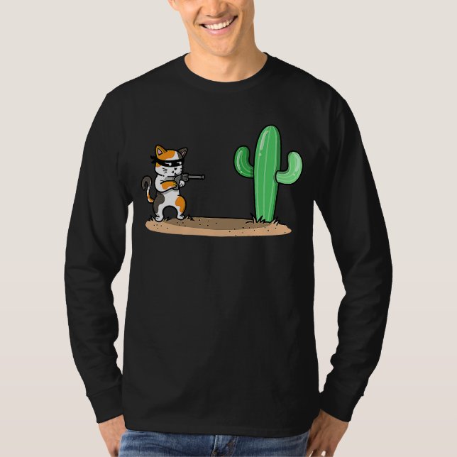 Camiseta gato e cacto (Frente)