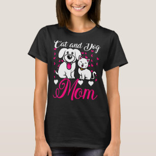 Camiseta Gato E Cão Mãe Animais De Companhia Dia de as mães