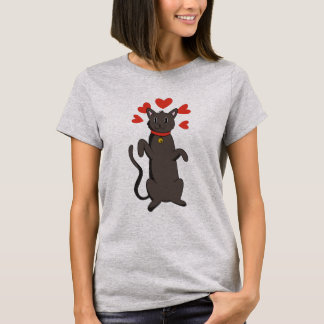 Camiseta Gato e Corações