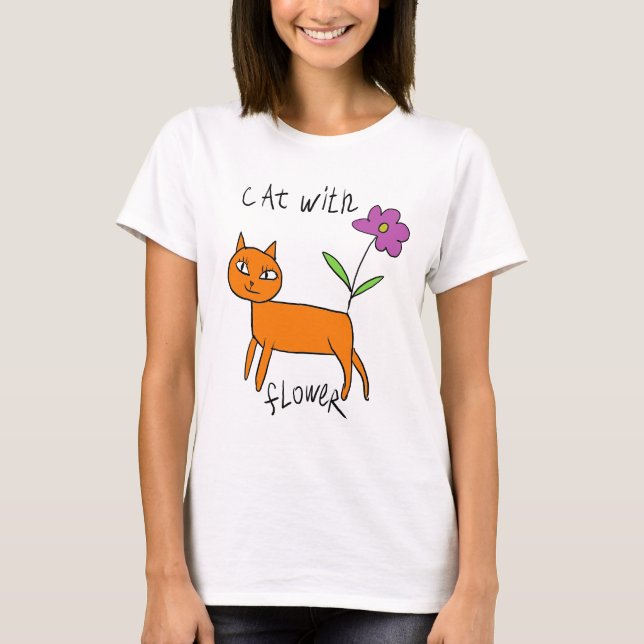 Camiseta Gato e flor (Frente)