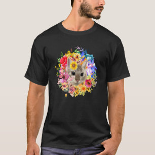 Camiseta Gato E Flor Floral Flores De Primavera Jardim Gati