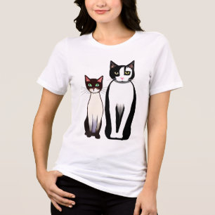 Camiseta Gato e Gato Brancos Modernos Preto e Preto