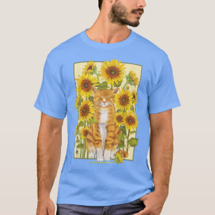 Camiseta Gato e Girassóis para gatos adoráveis