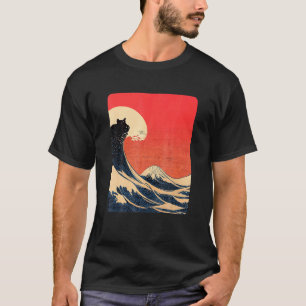 Camiseta Gato E Grande Onda De Kanagawa Estética Japonesa