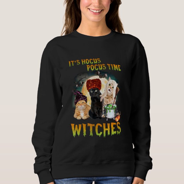 Camiseta Gato É Hora De Hocus Pocus Bruxas Design De Hallow (Frente)