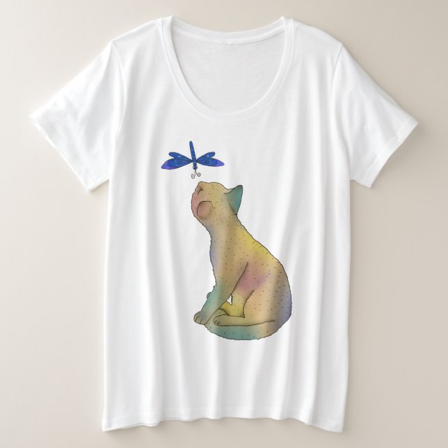 Camiseta Gato e libélula (Frente do Design)