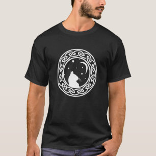 Camiseta Gato E Lua Nó Celtico Gato Olhando A Lua Gatinho