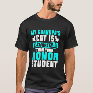 Camiseta Gato é Mais Inteligente que seu Aluno de Honra Avô