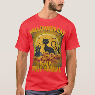 Camiseta Gato É Meu Espírito Animal Assustador Negra Gato H