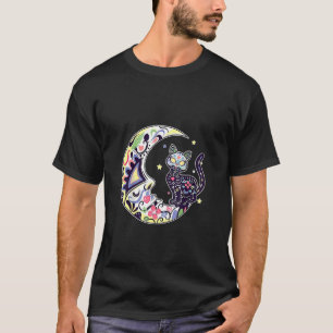 Camiseta Gato E Moon Sugar Skull Dia De Los Muertos Dia De
