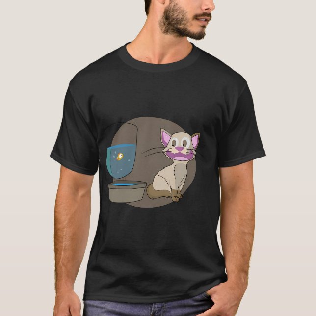 Camiseta Gato e peixe pequeno (Frente)