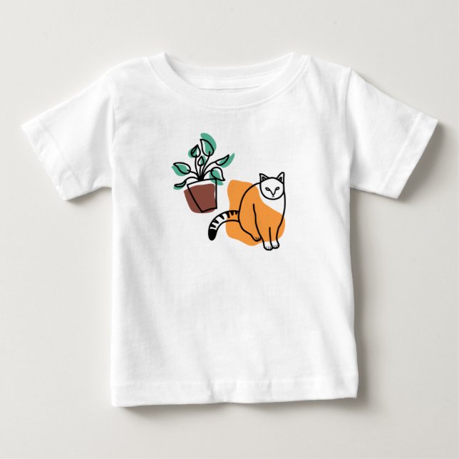 Camiseta Gato e planta (Frente)