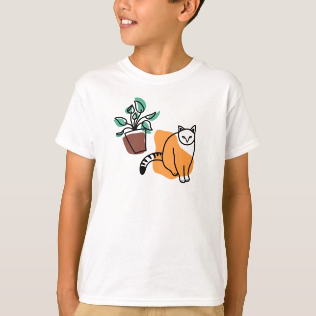 Camiseta Gato e planta (Frente)
