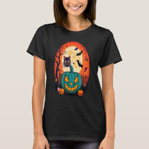 Camiseta Gato E Pumpkin Cuja Gata De Halloween