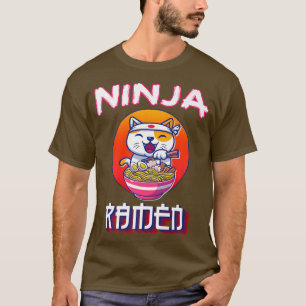 Camiseta Gato E Ramen Kawaii Anime Engraçado Japonês