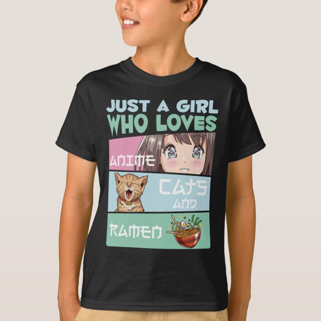 Camiseta Gato e Ramen viciados em macarrão japonês (Frente)