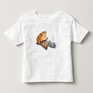 Camiseta Gato e Rato Tocando Cartoon de Xadrez Engraçando 