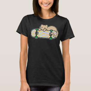 Camiseta Gato e skate Skateboard Cor de Gato Tímido Wav