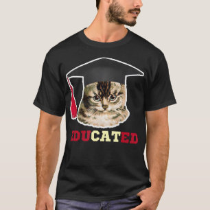 Camiseta Gato educado em Boné de formatura Engraçado Presen