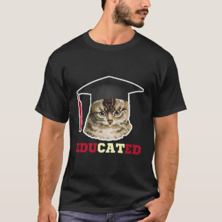 Camiseta Gato Educado em Presente de Formando Engraçado no 