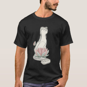 Camiseta Gato Elegante e Flor de Lótus