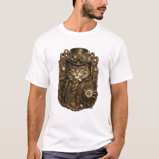 Camiseta Gato Elegante Steampunk | Mecânico Vitoriano