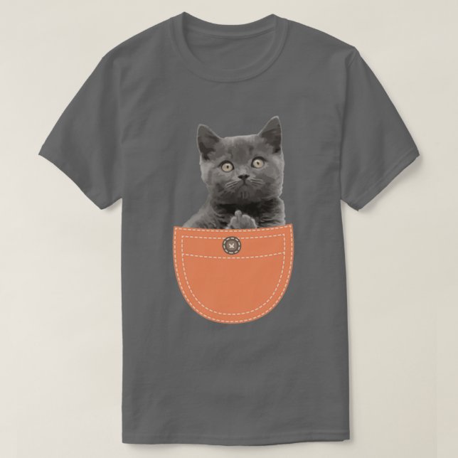 Camiseta Gato Em Bolso Dando O Dedo (Frente do Design)