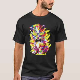 Camiseta Gato Em Cores Pop Gatinho Colorido Na Moda
