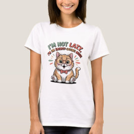 Camiseta Gato em Modo de Economia de Energia